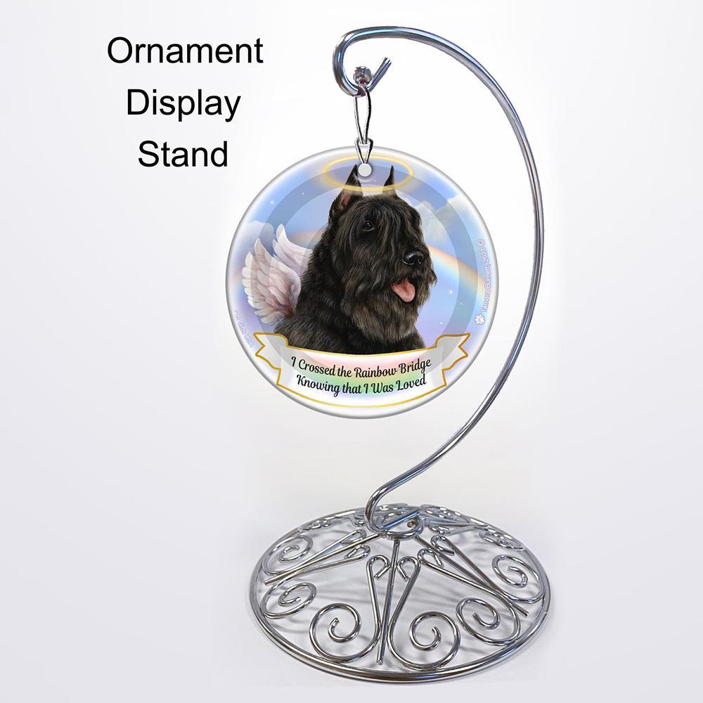 Rainbow Bridge Memorial-Bouvier Black Porcelain Hanging Ornament