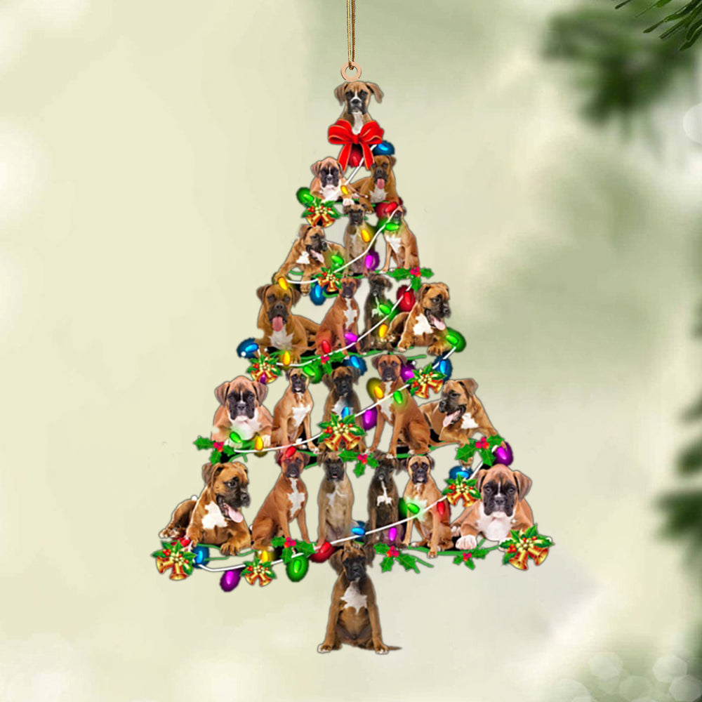 Boxer-Christmas Tree Lights-Two Sided Ornament