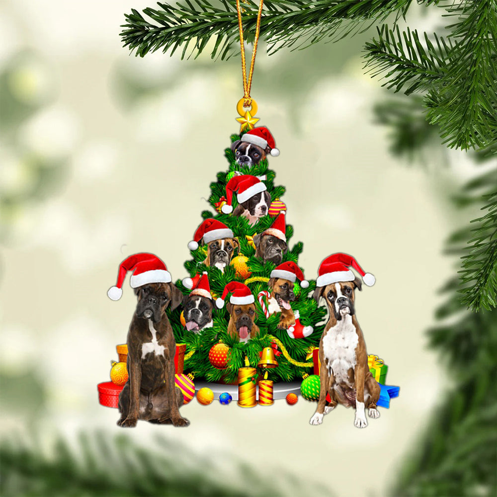 Boxer-Xmas Tree&amp;Dog-Two Sided Ornament