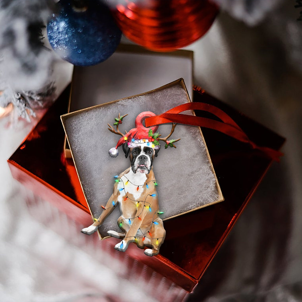 Boxer Christmas Shape Ornament