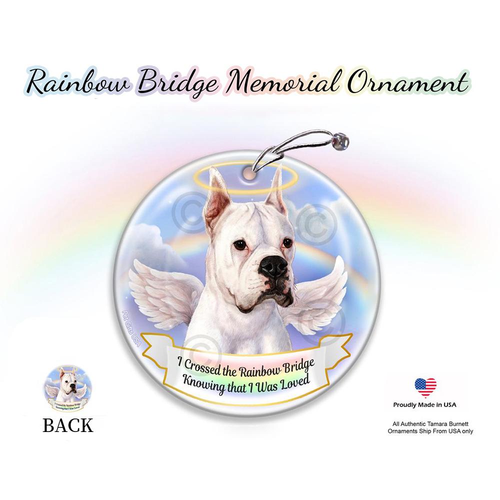 Rainbow Bridge Memorial-Boxer Cropped White Porcelain Hanging Ornament