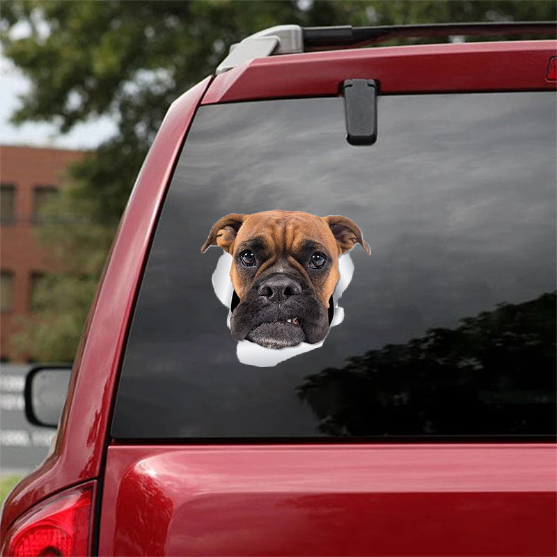 Cute Boxer Dog CRACK CAR STICKER