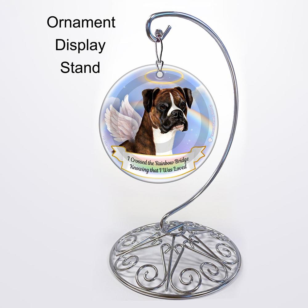 Rainbow Bridge Memorial-Boxer Uncropped Brindle Porcelain Hanging Ornament