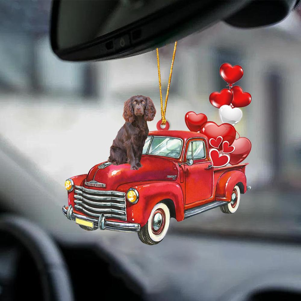 Boykin Spaniel-Red Sports car-Two Sided Ornament