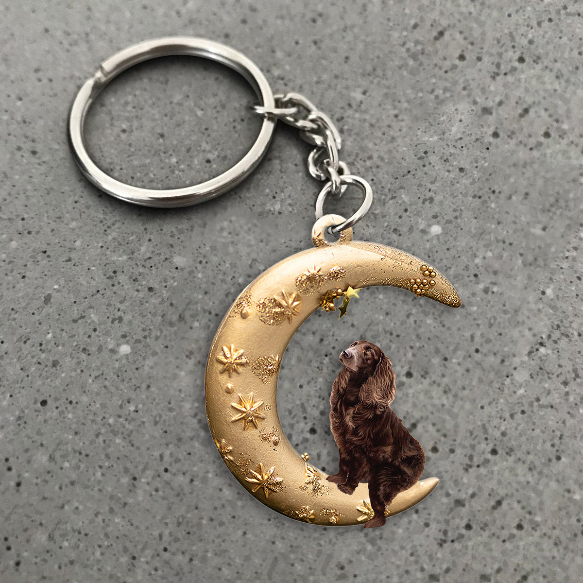 Boykin Spaniel-Dog &amp; Moon Flat Acrylic Keychain