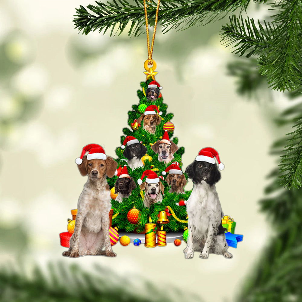 Brittany-Xmas Tree&amp;Dog-Two Sided Ornament