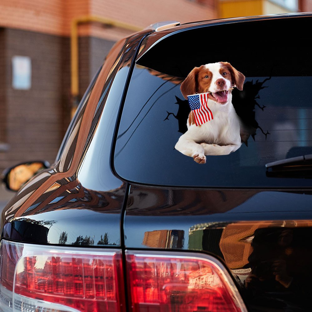 Brittany And American Flag Independent Day Car Sticker Decal