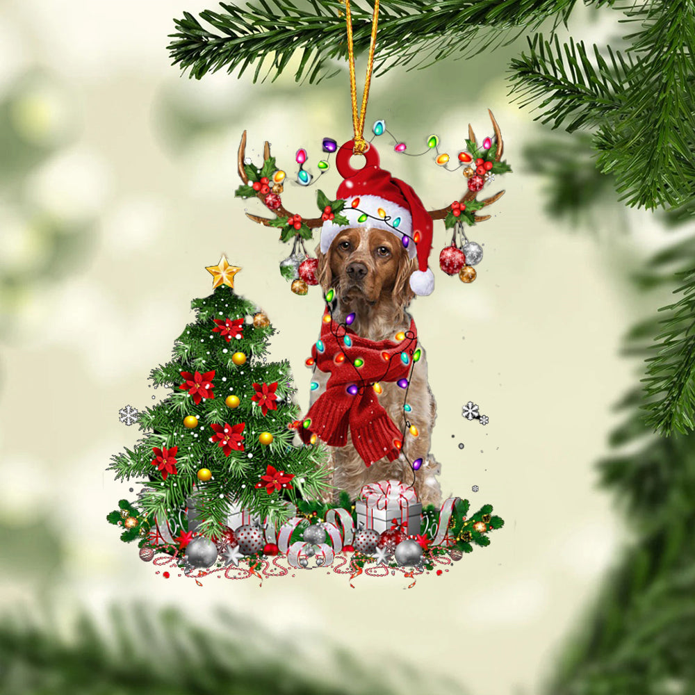 Brittany-Reindeer Christmas-Two Sided Ornament