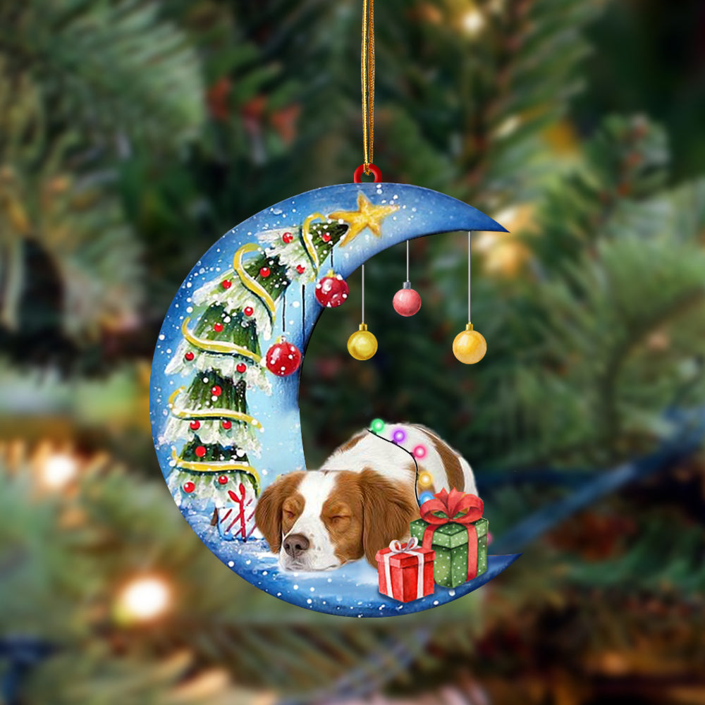 Brittany Spaniel-Sleep On The Moon Christmas Two Sided Ornament