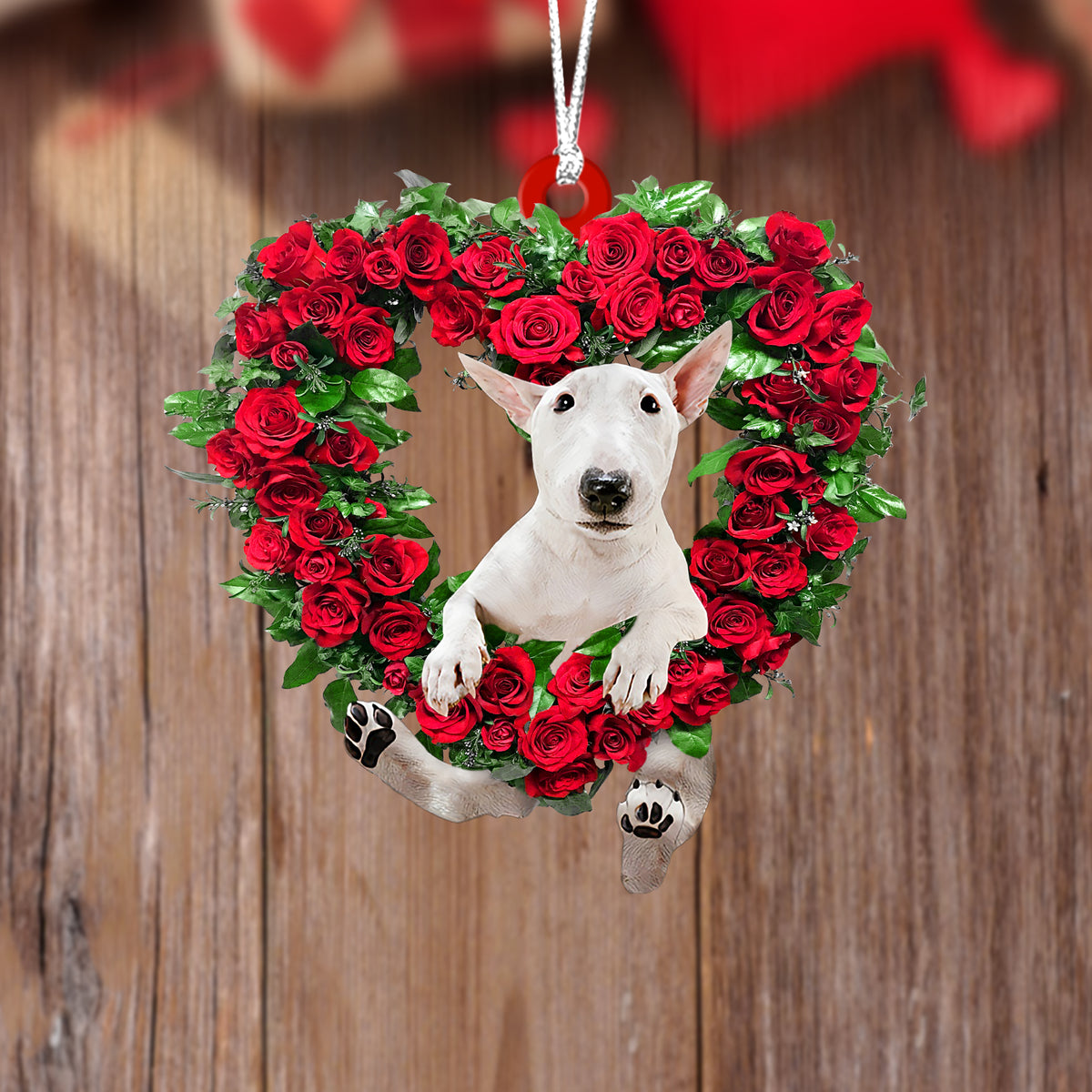 Bull Terrier-Heart Wreath Two Sides Ornament