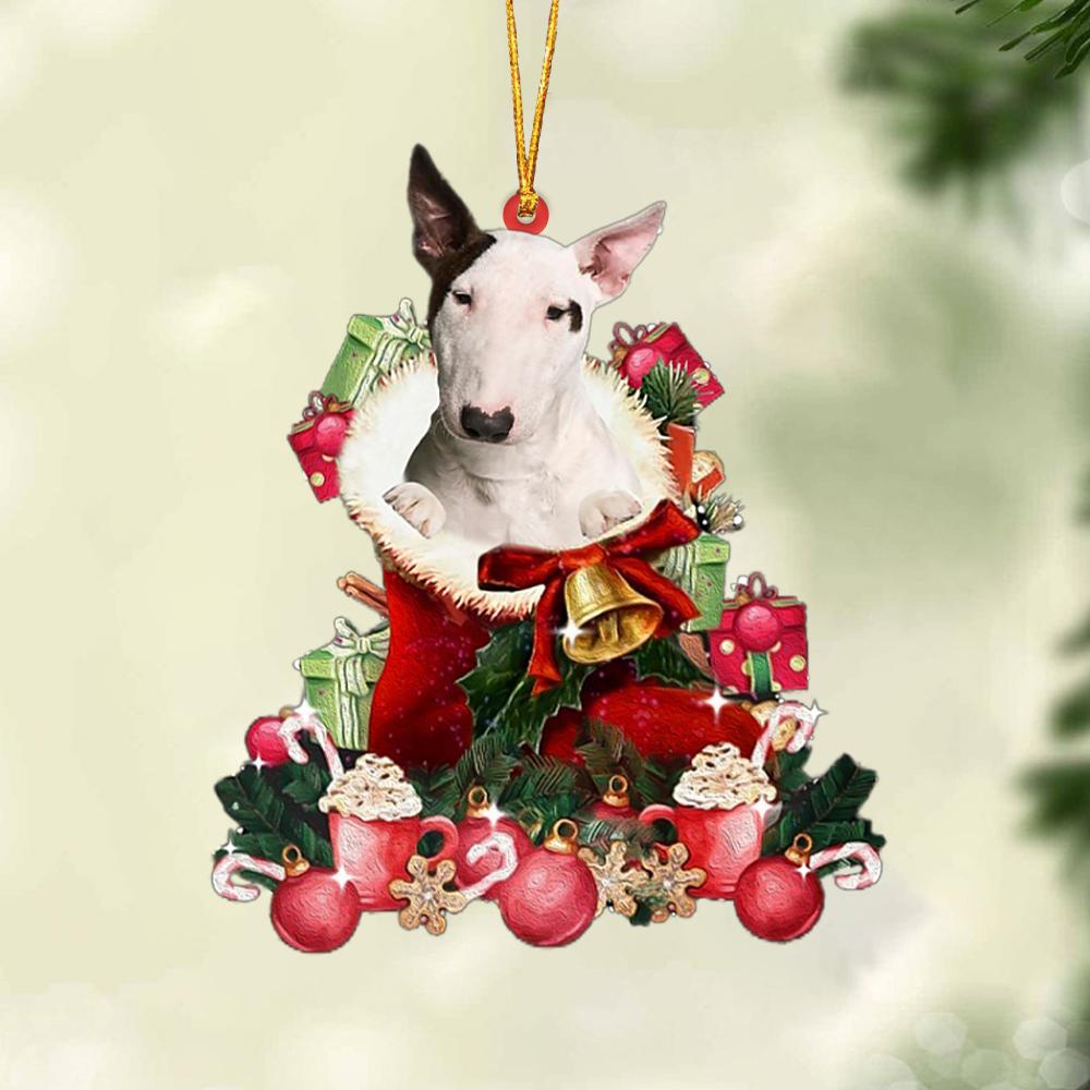 Bull Terrier 1-Red Boot Hanging Ornament