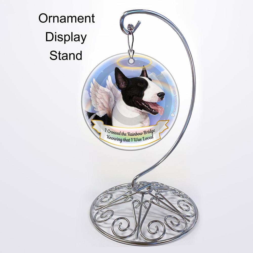 Rainbow Bridge Memorial-Bull Terrier Black & White Porcelain Hanging Ornament