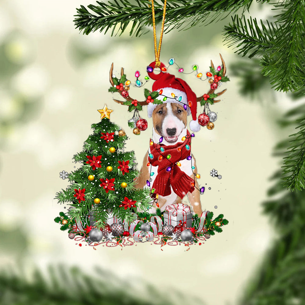 Bull Terrier-Reindeer Christmas-Two Sided Ornament