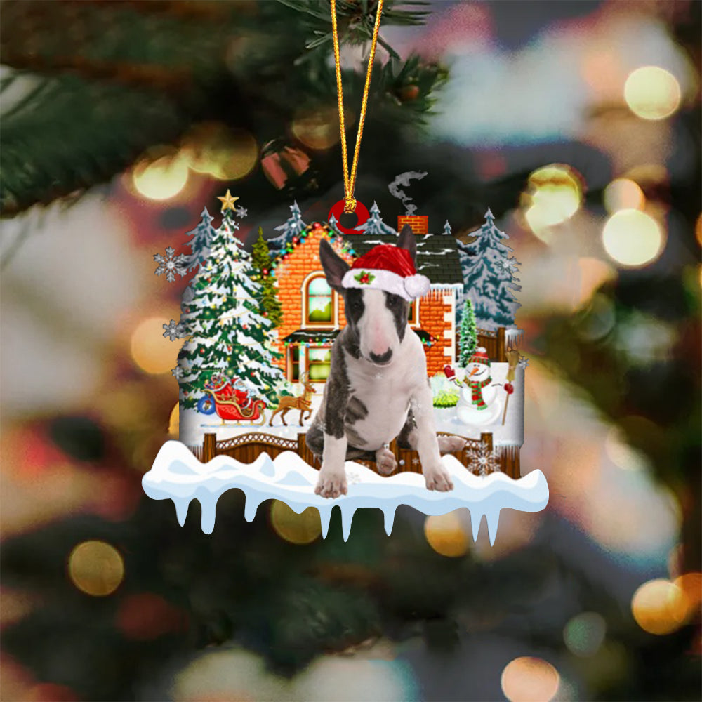 Bull Terrier-Xmas House-Two Sided Ornament