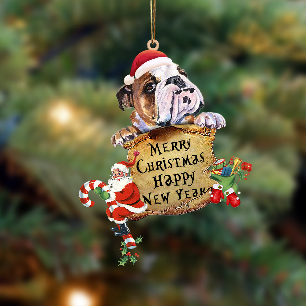 Bulldog-Christams &amp; New Year Two Sided Ornament