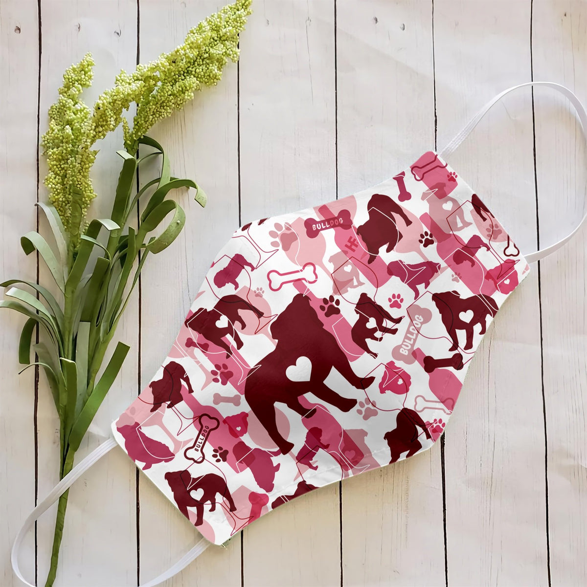 Bulldog &amp;amp; Wine Pattern EZ07 2707 Face Mask