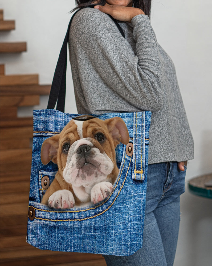 Bulldog-in pocket-Cloth Tote Bag