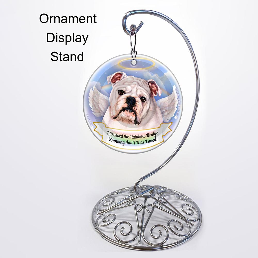 Rainbow Bridge Memorial-Bulldog White Porcelain Hanging Ornament