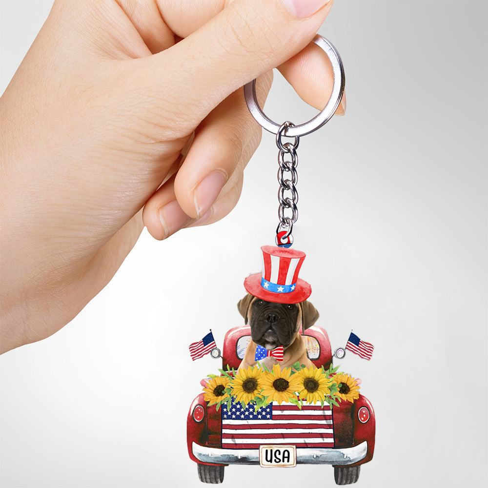 Bullmastiff-USA Truck Flat Acrylic Keychain