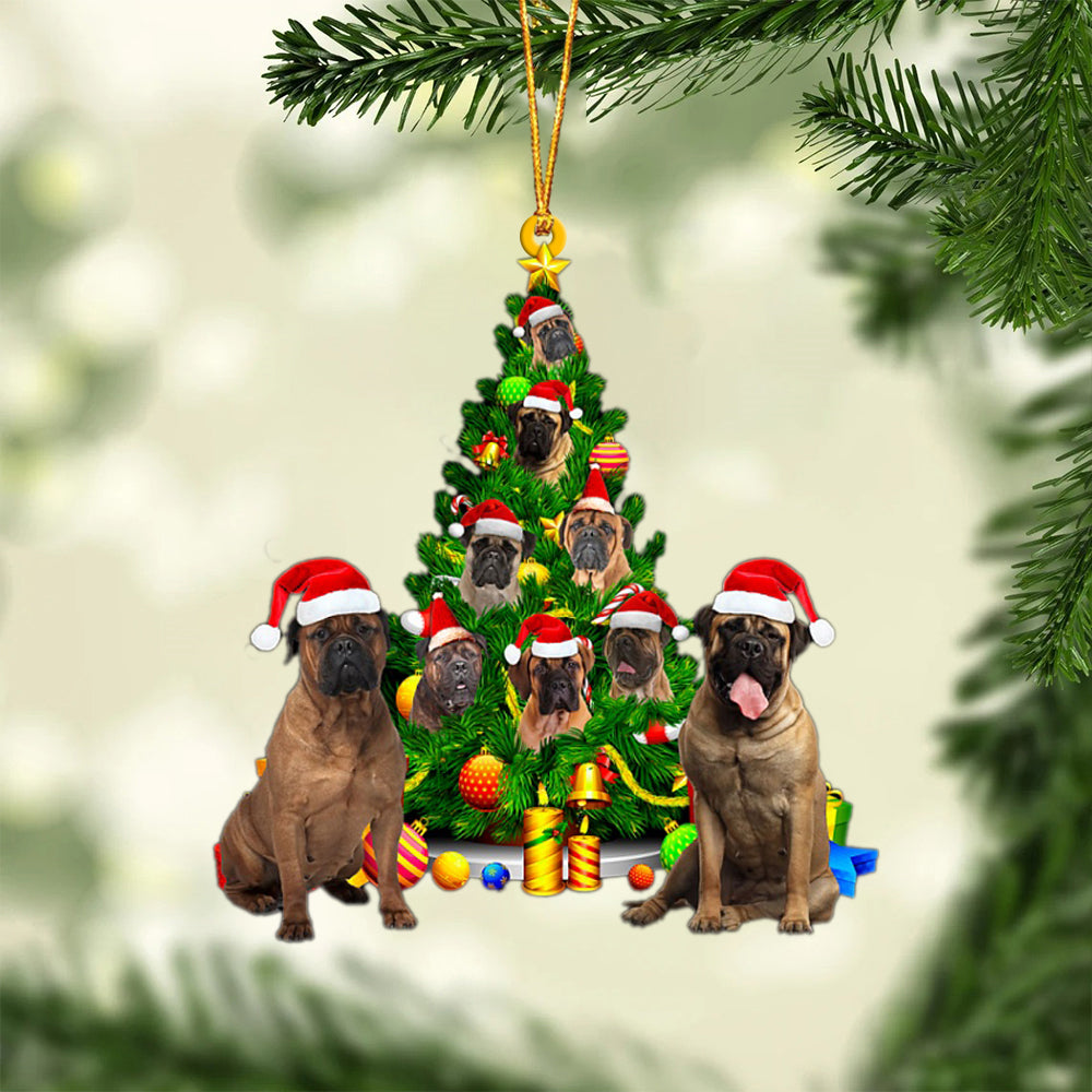 Bullmastiff-Xmas Tree&amp;Dog-Two Sided Ornament