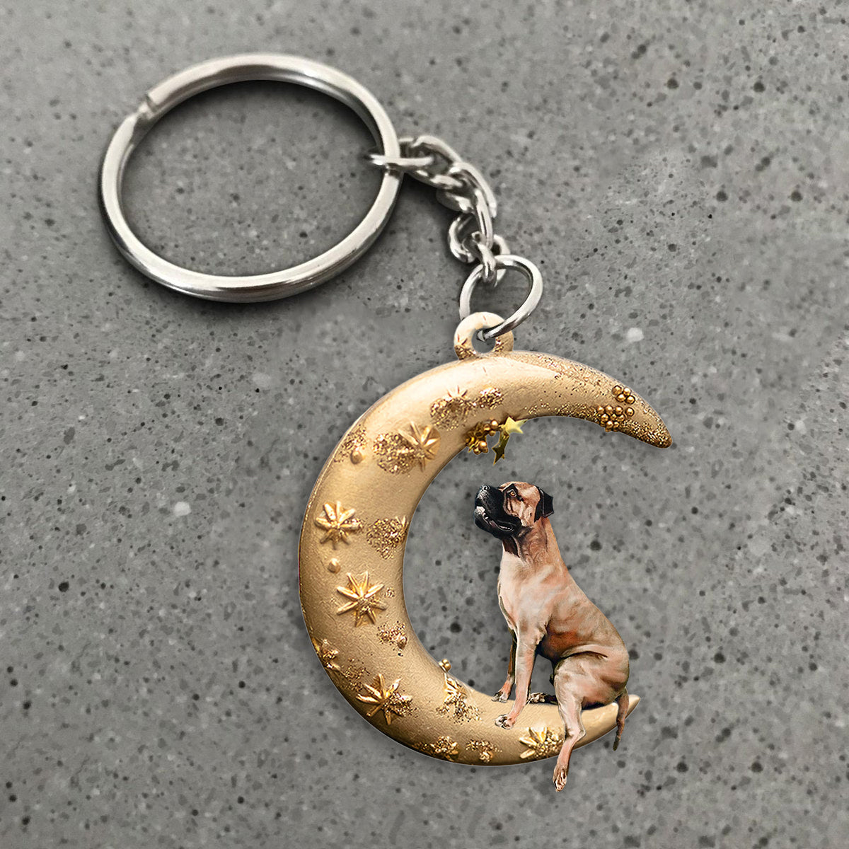 Bullmastiff-Dog &amp; Moon Flat Acrylic Keychain