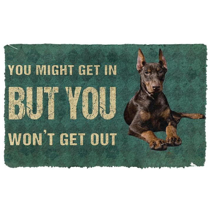 Noodever 3D You Might Get In But You Wont Get Out Doberman Pinschers Dog Doormat