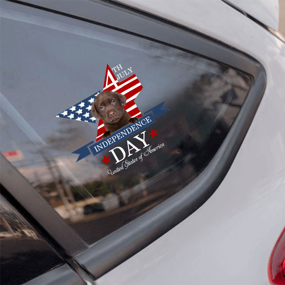 CHOCOLATE Labrador-Independent Day2 Car Sticker