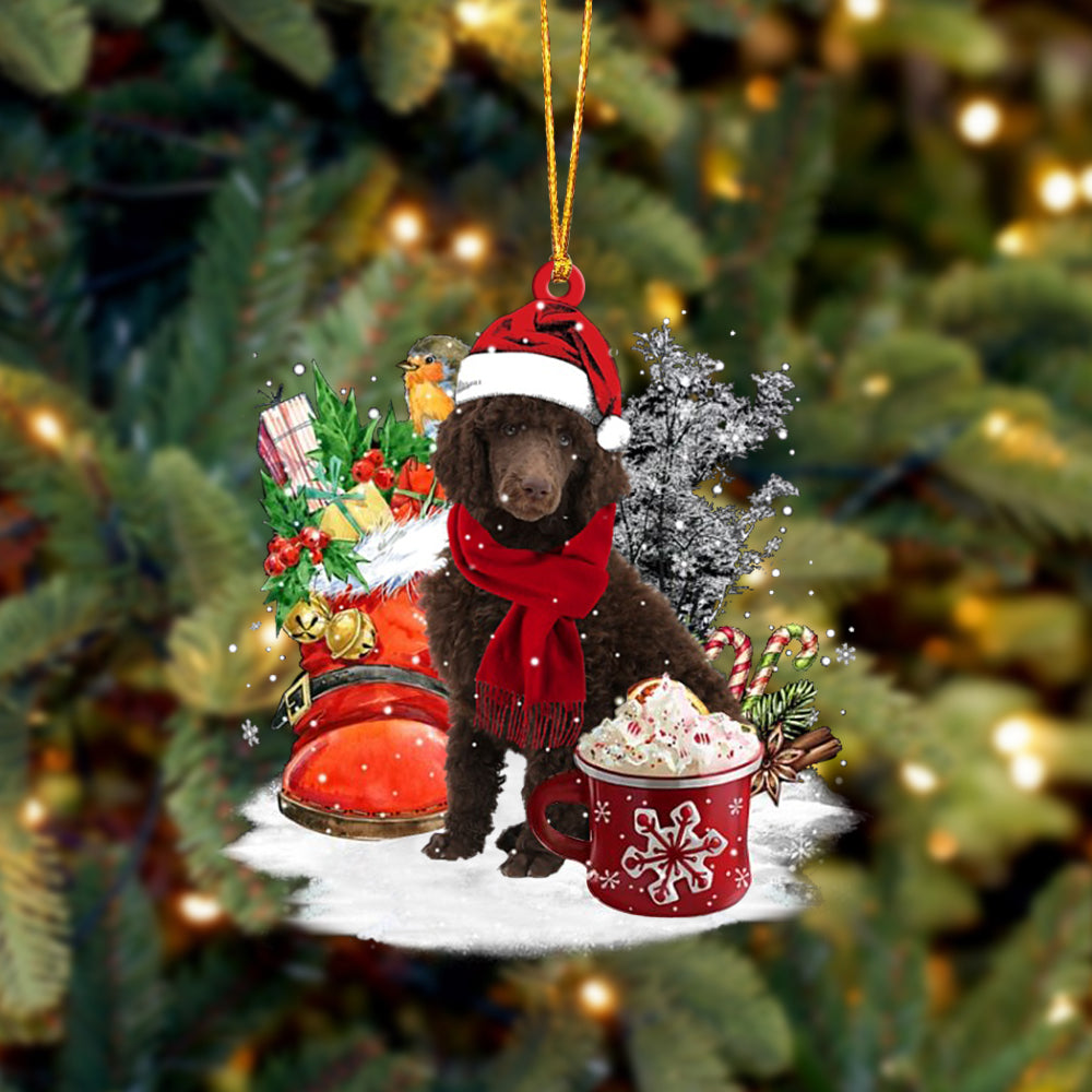 CHOCOLATE Standard Poodle-Winter Cup-Two Sided Ornament