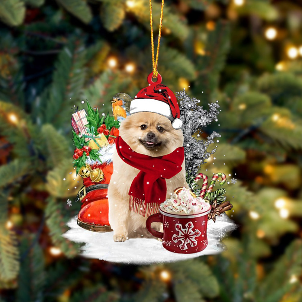 CREAM Keeshond-Winter Cup-Two Sided Ornament