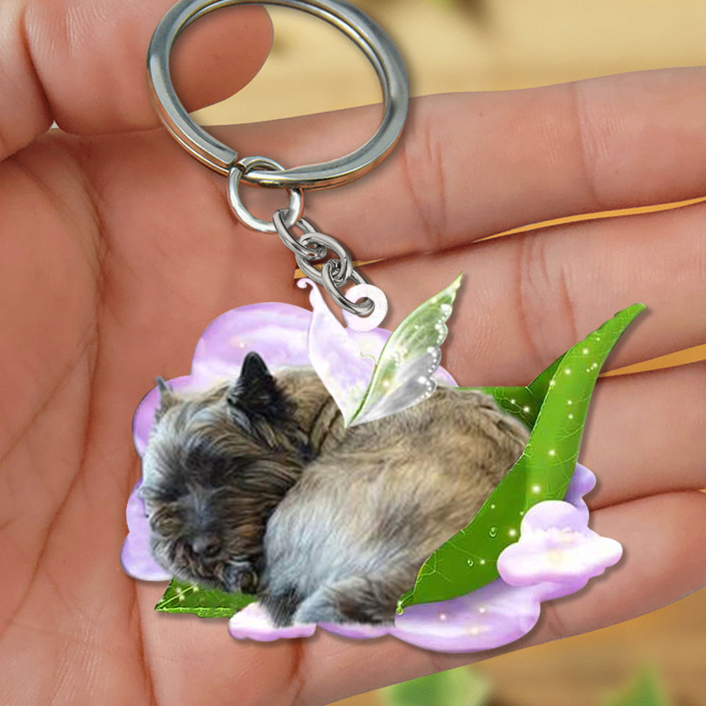 Cairn Terrier-Sleep On Fallen Leaves Flat Acrylic Keychain