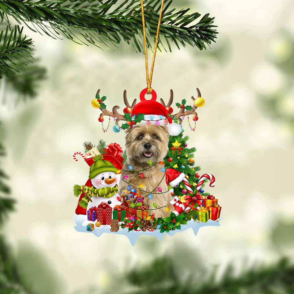 Cairn Terrier-Elk & Snowman-Two Sided Ornament