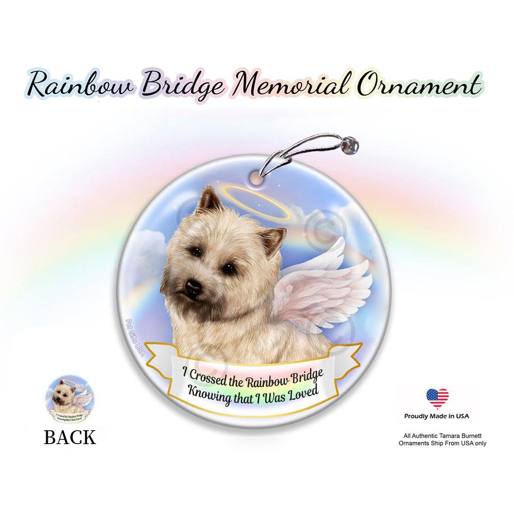 Rainbow Bridge Memorial-Cairn Terrier Cream (Wheaten) Porcelain Hanging Ornament