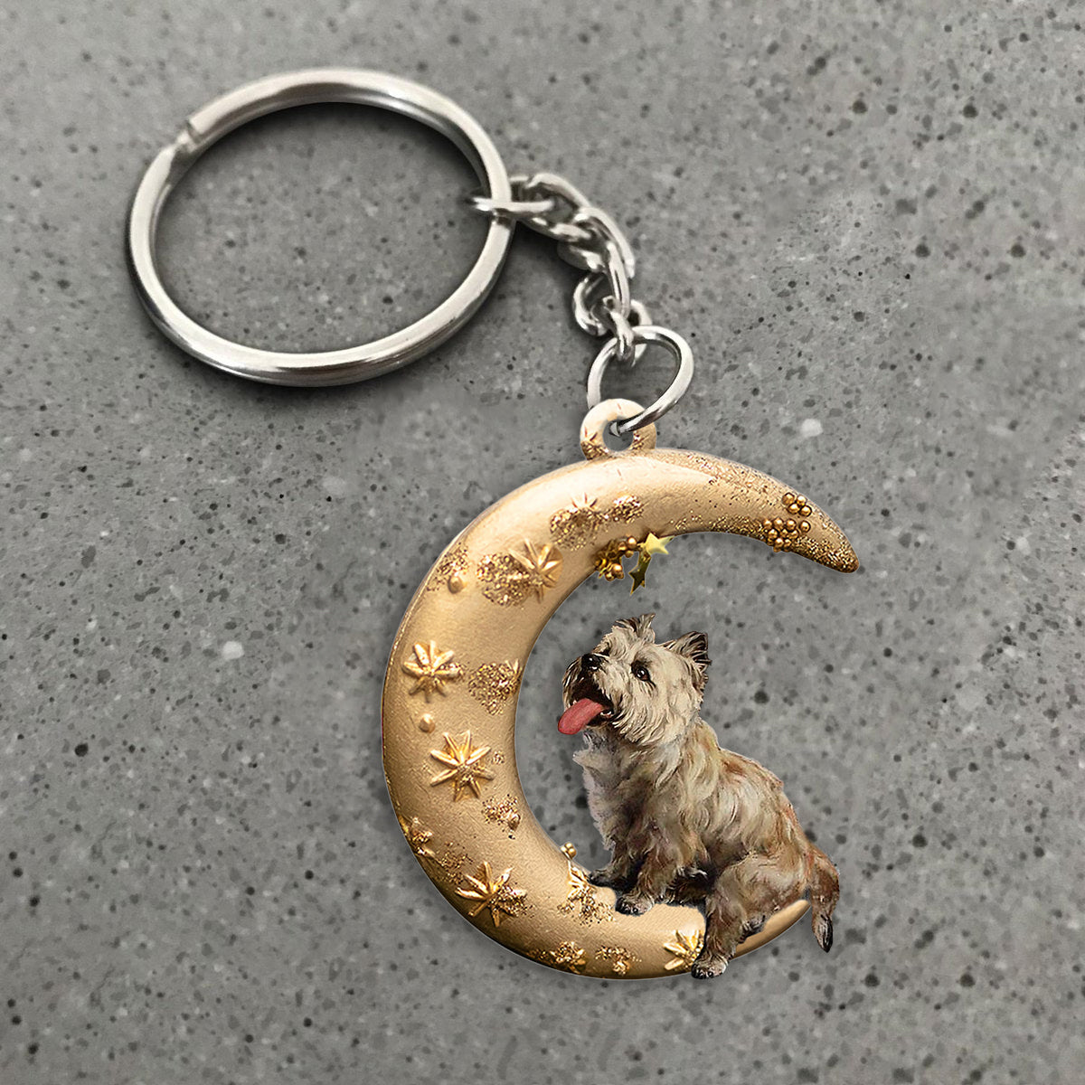 Cairn Terrier-Dog &amp; Moon Flat Acrylic Keychain
