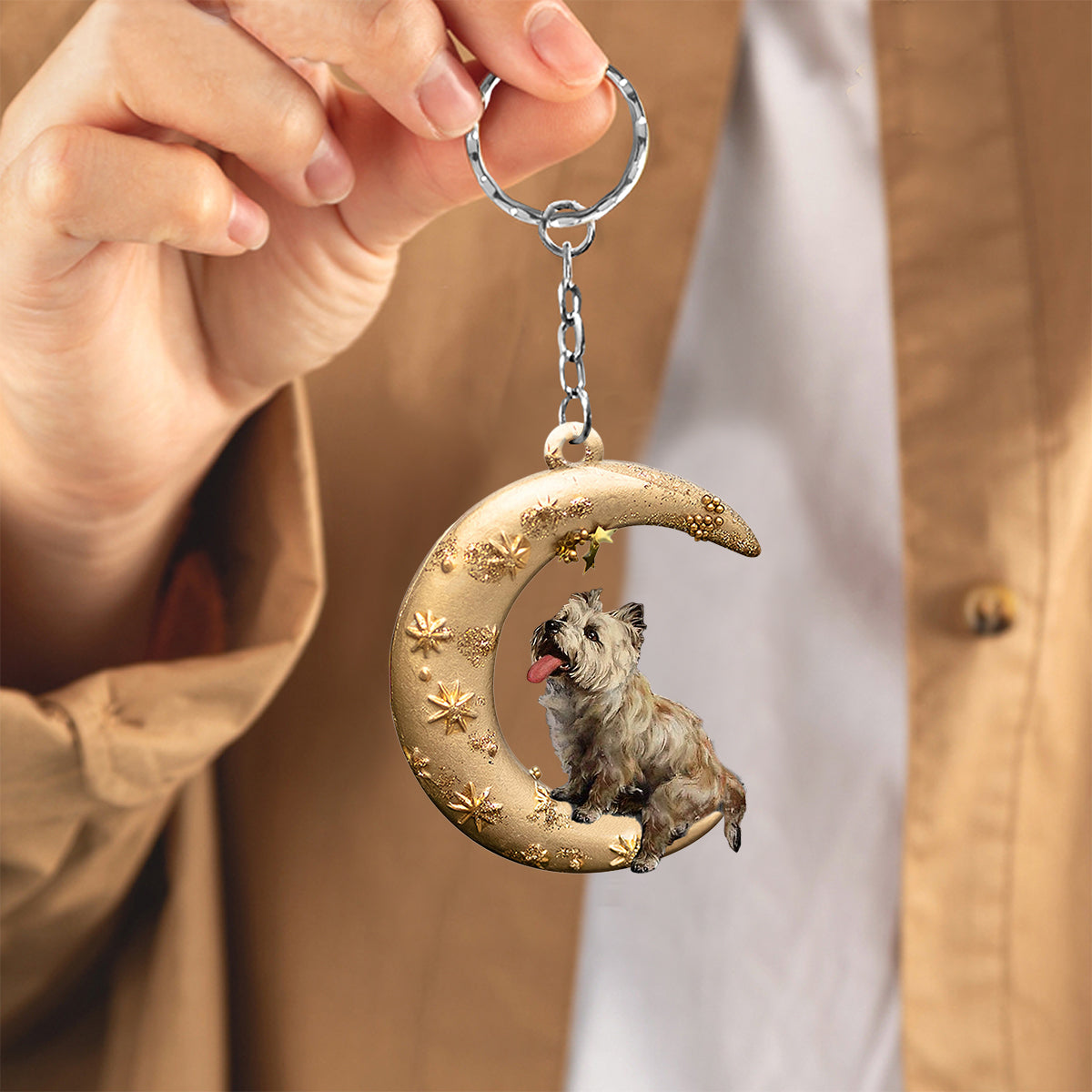 Cairn Terrier-Dog &amp; Moon Flat Acrylic Keychain