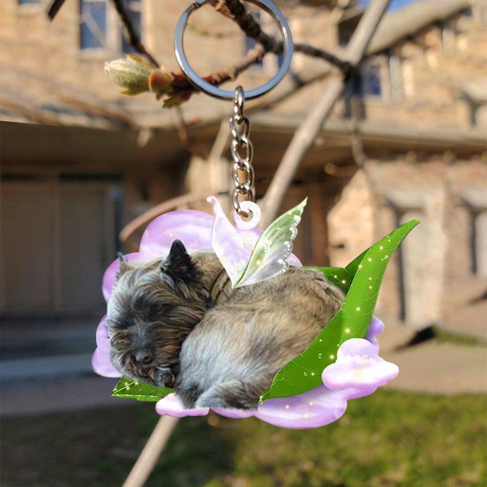 Cairn Terrier-Sleep On Fallen Leaves Flat Acrylic Keychain
