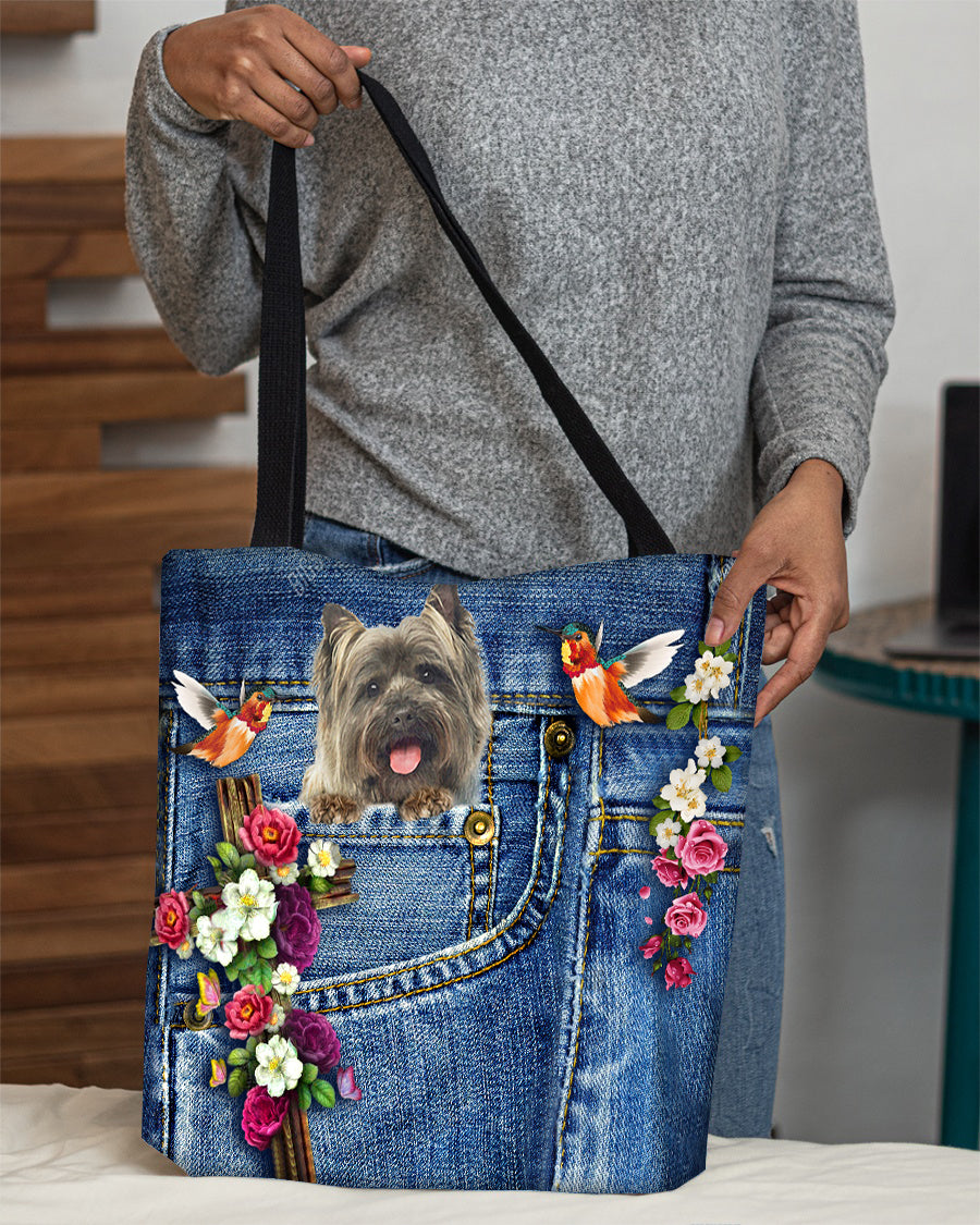 Cairn Terriers-Cardinal &amp; Cross Flower Cloth Tote Bag