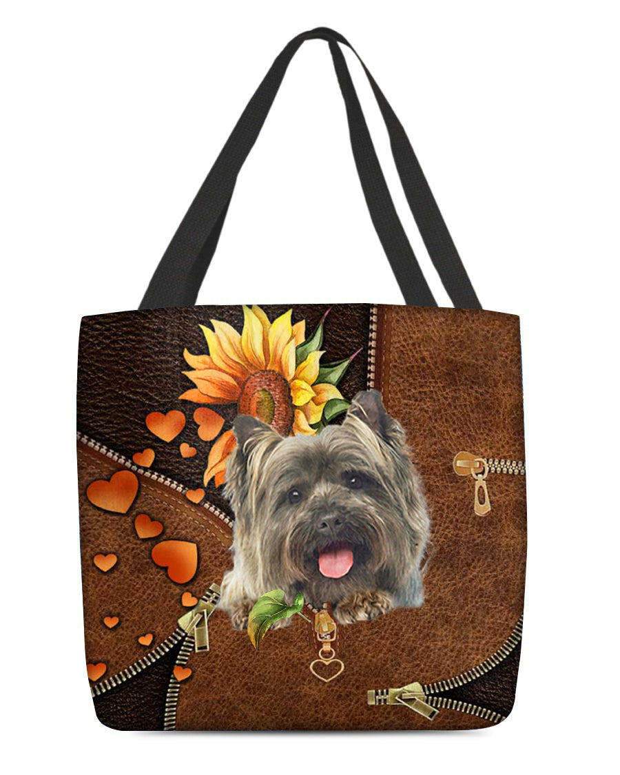 Cairn Terriers-Sunflower&amp;zipper Cloth Tote Bag