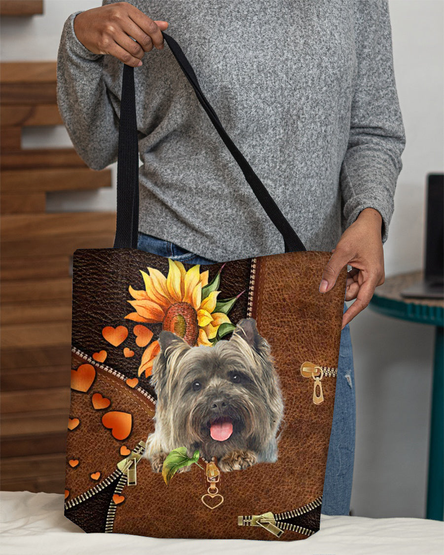 Cairn Terriers-Sunflower&amp;zipper Cloth Tote Bag