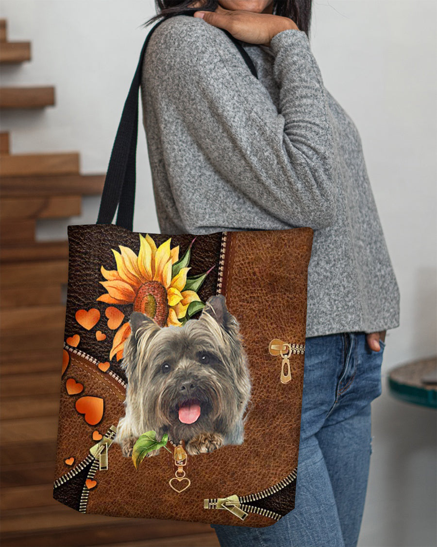 Cairn Terriers-Sunflower&amp;zipper Cloth Tote Bag
