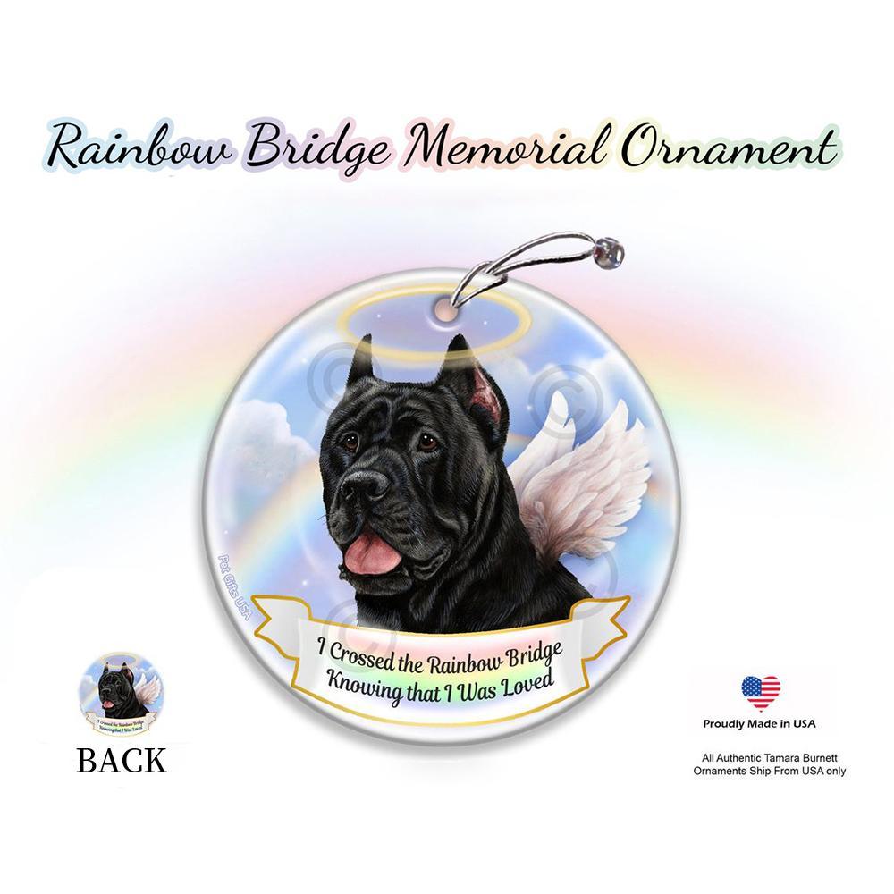 Rainbow Bridge Memorial-Cane Corso Black Porcelain Hanging Ornament
