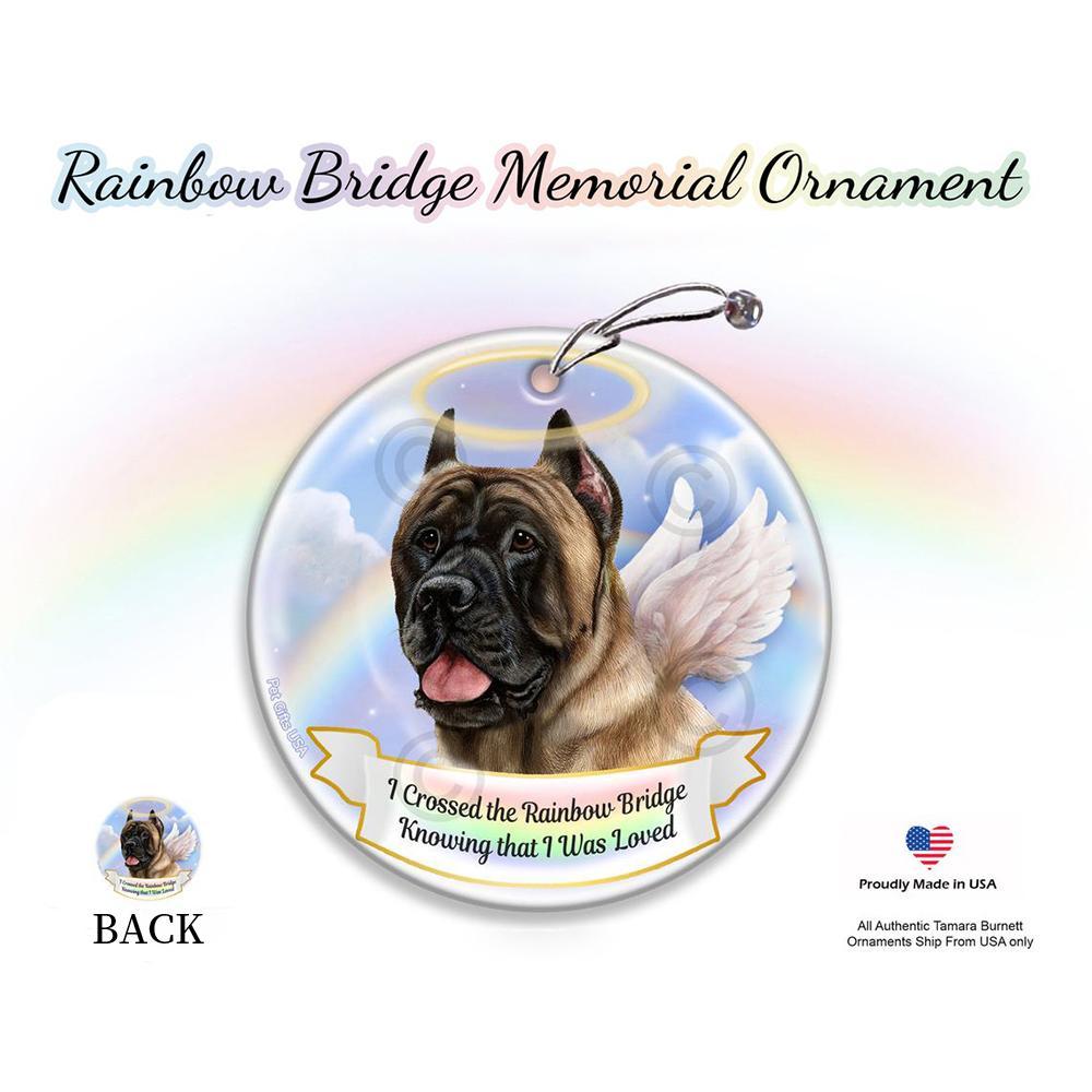 Rainbow Bridge Memorial-Cane Corso Fawn Porcelain Hanging Ornament
