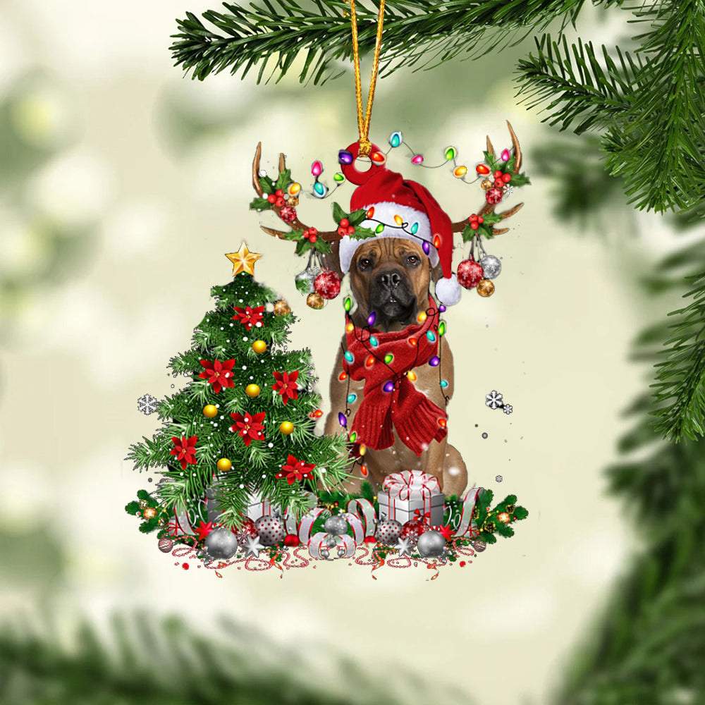 Cane Corso-Reindeer Christmas-Two Sided Ornament