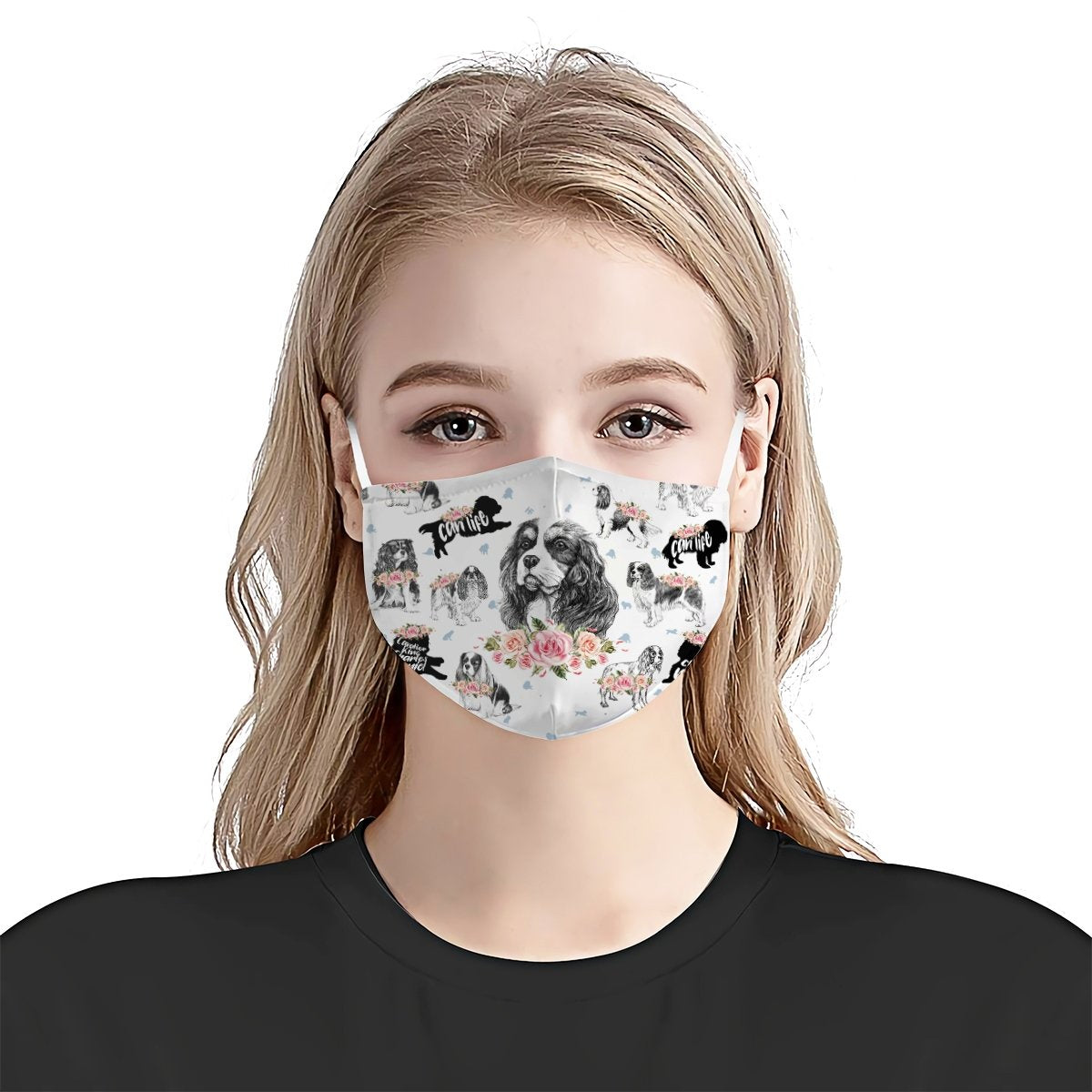 Cavalier King Charles Spaniel Floral Vintage EZ07 1806 Face Mask