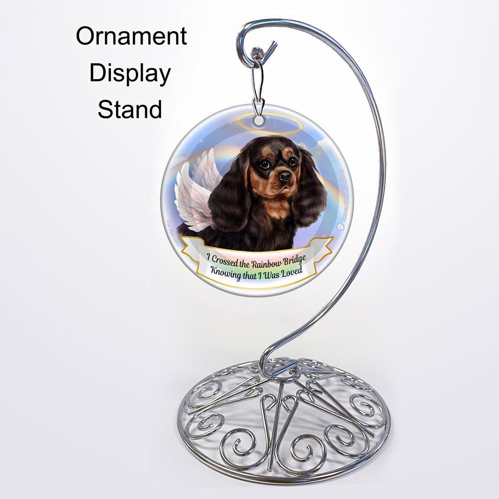 Rainbow Bridge Memorial-Cavalier King Charles Black &amp; Tan Porcelain Hanging Ornament