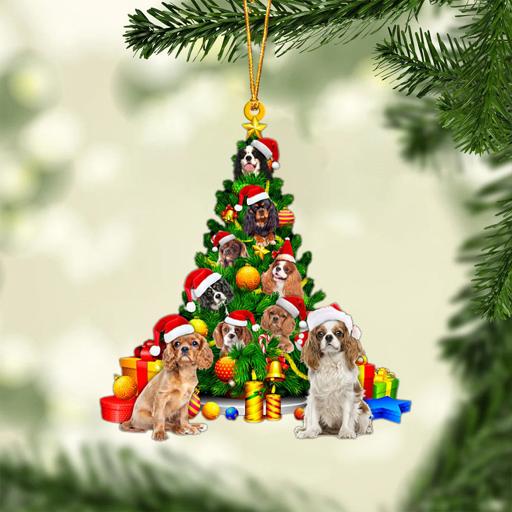 Cavalier King Charles Spaniel-Xmas Tree&amp;Dog-Two Sided Ornament