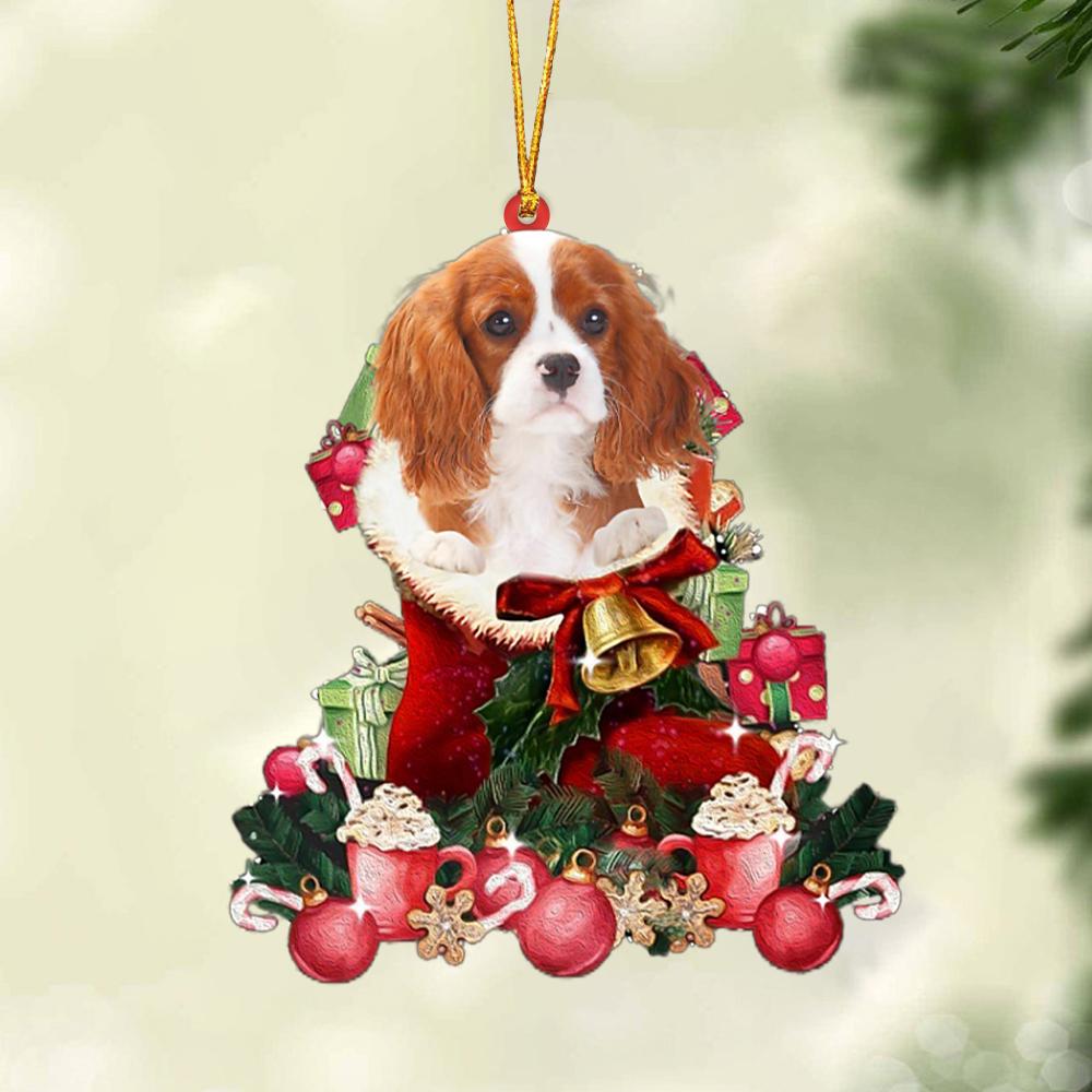 Cavalier King Charles Spaniel 1-Red Boot Hanging Ornament