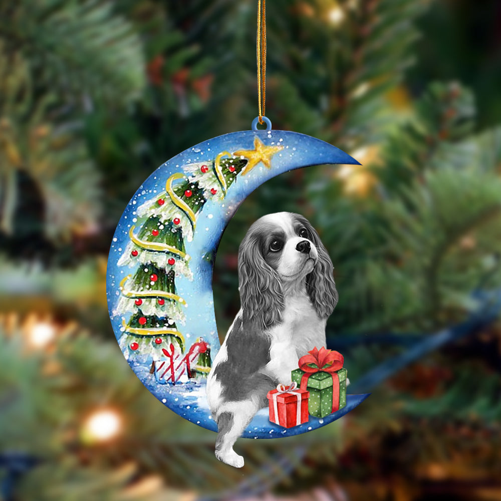 Cavalier King Charles Spaniel Sit On The Blue Moon-Two Sided Ornament