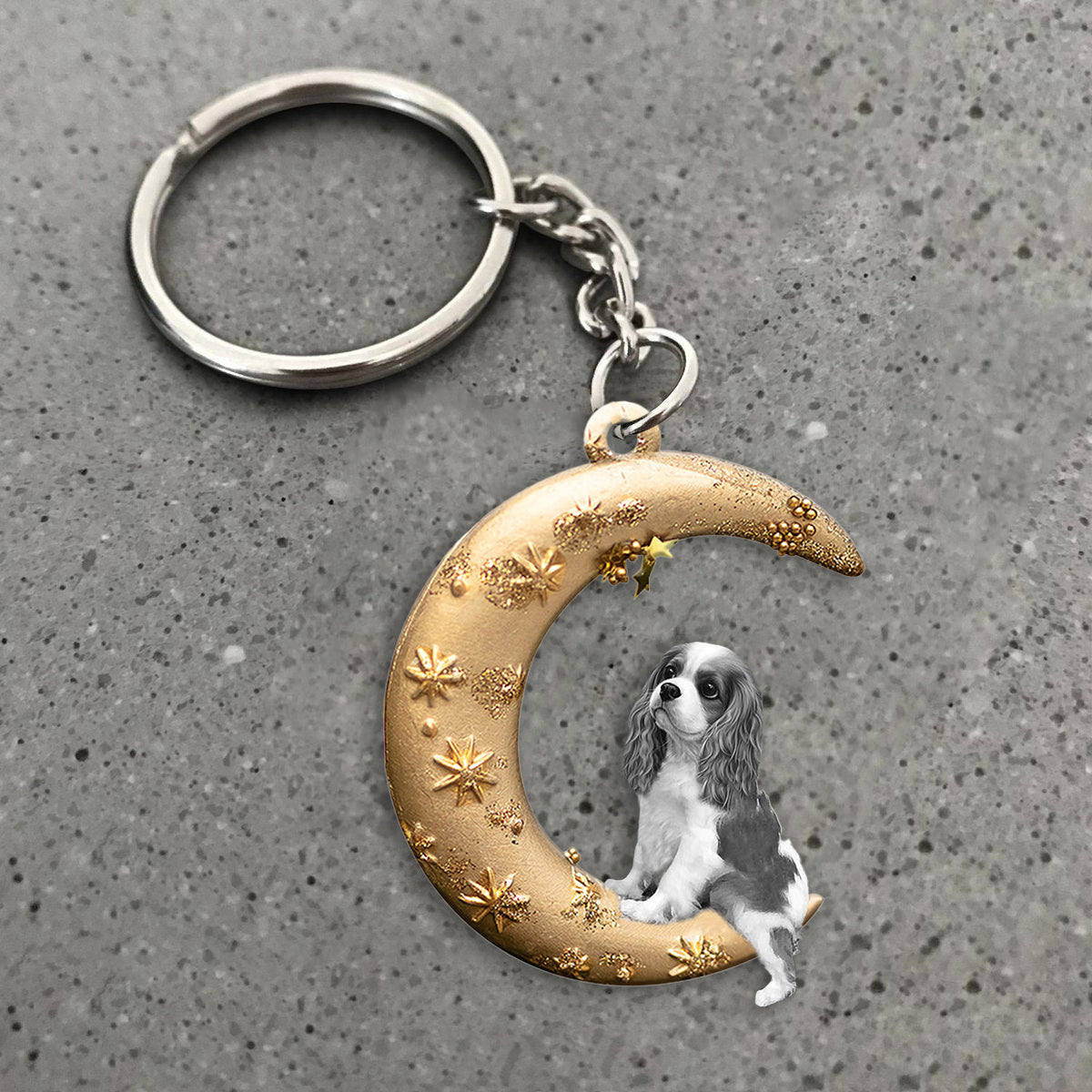 Cavalier King Charles Spaniel-Dog &amp; Moon Flat Acrylic Keychain