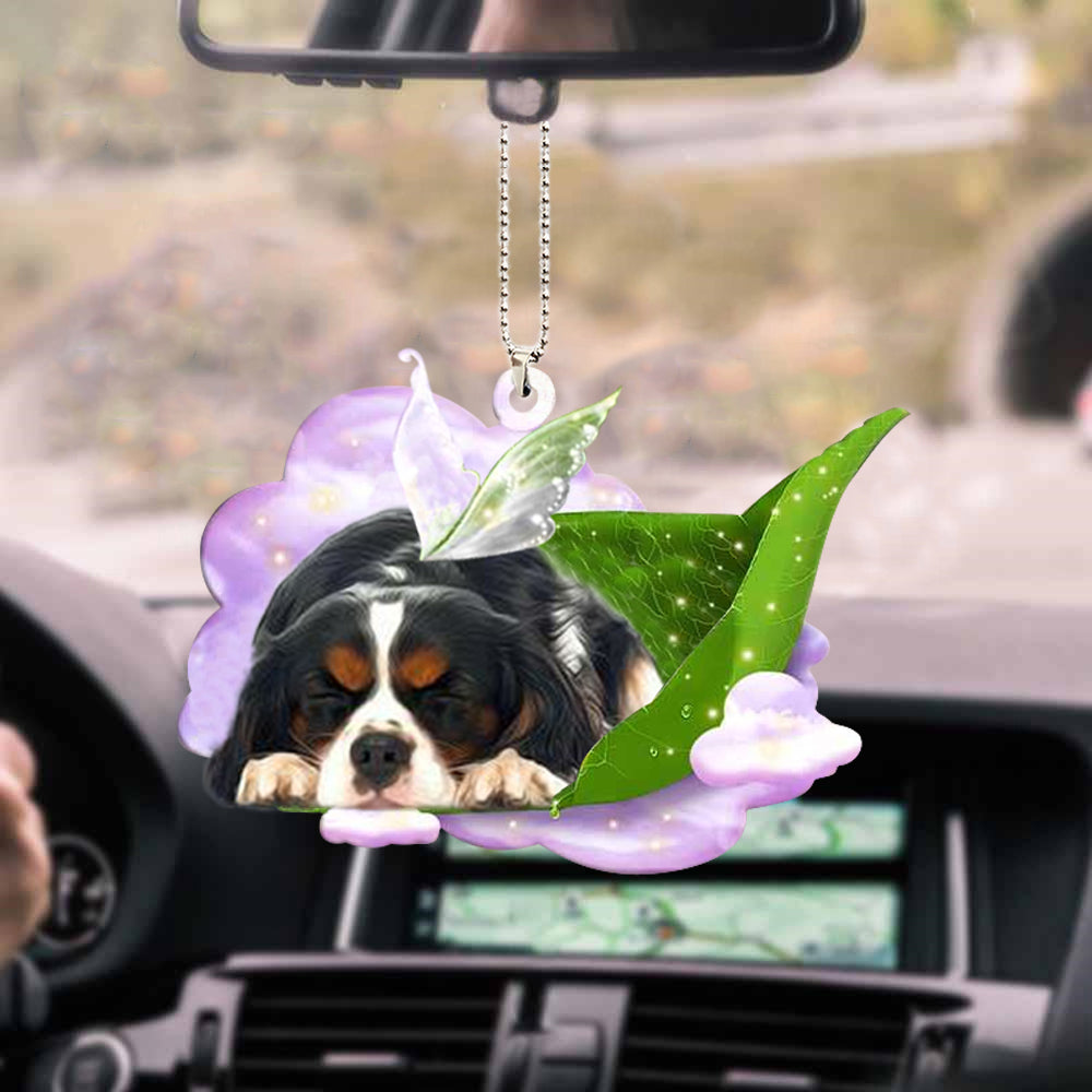 Cavalier King Charles Spaniel-Sleep On Fallen Leaves-Two Sided Ornament