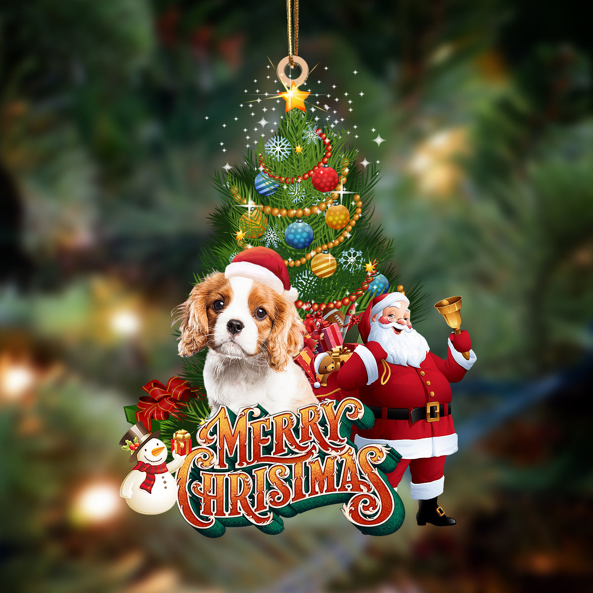 Cavalier King Charles spaniel 2-Christmas Tree&amp;Dog Hanging Ornament